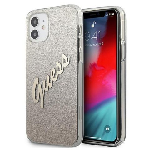 Guess Glitter Gradient Script - Etui iPhone 12 mini (złoty) Guess Glitter Gradient Script - Etui iPhone 12 mini (złoty)