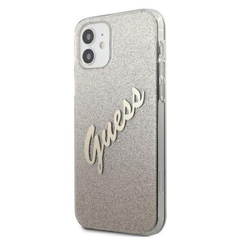 Guess Glitter Gradient Script - Etui iPhone 12 mini (złoty) Guess Glitter Gradient Script - Etui iPhone 12 mini (złoty)