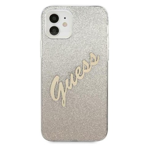 Guess Glitter Gradient Script - Etui iPhone 12 mini (złoty) Guess Glitter Gradient Script - Etui iPhone 12 mini (złoty)
