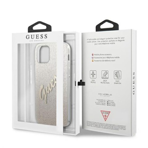 Guess Glitter Gradient Script - Etui iPhone 12 mini (złoty) Guess Glitter Gradient Script - Etui iPhone 12 mini (złoty)