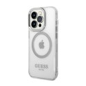 Guess Metal Outline MagSafe - Etui iPhone 14 Pro Max (przezroczysty / srebrny)