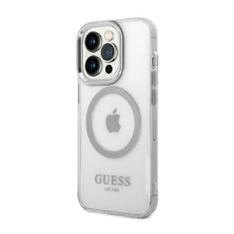 Guess Metal Outline MagSafe - Etui iPhone 14 Pro Max (przezroczysty / srebrny)