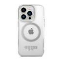 Guess Metal Outline MagSafe - Etui iPhone 14 Pro Max (przezroczysty / srebrny)