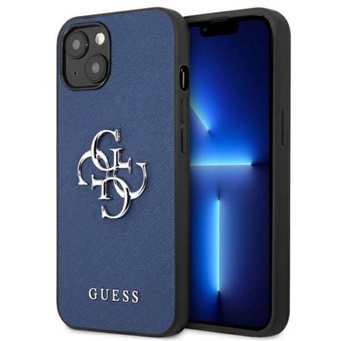 Guess Saffiano 4G Big Silver Logo - Etui iPhone 13 mini (niebieski) Guess Saffiano 4G Big Silver Logo - Etui iPhone 13 mini (niebieski)
