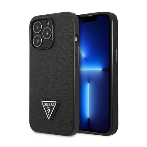Guess Saffiano Triangle Logo Case - Etui iPhone 14 Pro (czarny) Guess Saffiano Triangle Logo Case - Etui iPhone 14 Pro (czarny)