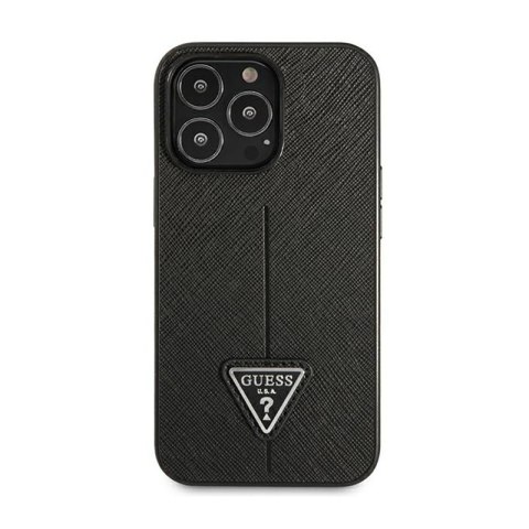 Guess Saffiano Triangle Logo Case - Etui iPhone 14 Pro (czarny) Guess Saffiano Triangle Logo Case - Etui iPhone 14 Pro (czarny)