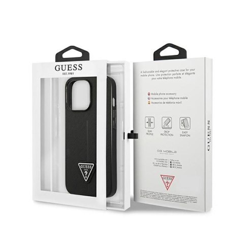 Guess Saffiano Triangle Logo Case - Etui iPhone 14 Pro (czarny) Guess Saffiano Triangle Logo Case - Etui iPhone 14 Pro (czarny)