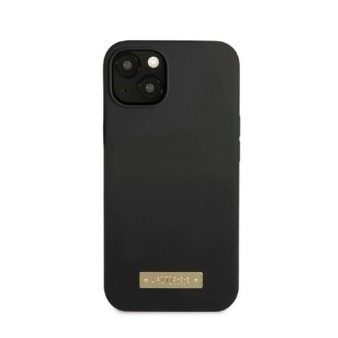Guess Silicone Logo Plate MagSafe - Etui iPhone 13 Mini (czarny) Guess Silicone Logo Plate MagSafe - Etui iPhone 13 Mini (czarny)