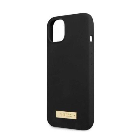 Guess Silicone Logo Plate MagSafe - Etui iPhone 13 (czarny) Guess Silicone Logo Plate MagSafe - Etui iPhone 13 (czarny)