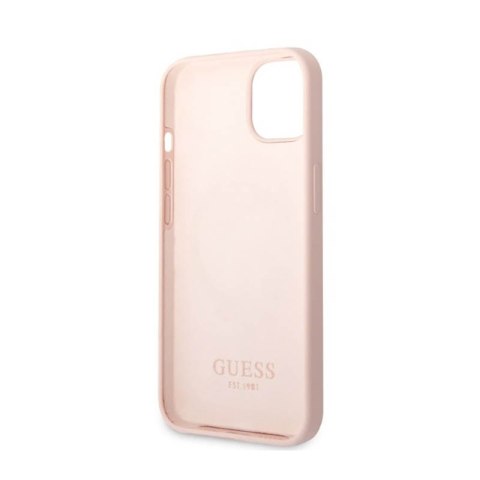 Guess Silicone Logo Plate MagSafe - Etui iPhone 13 (różowy) Guess Silicone Logo Plate MagSafe - Etui iPhone 13 (różowy)