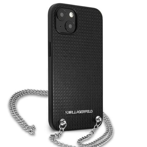 Karl Lagerfeld Leather Textured and Chain - Etui iPhone 13 mini (czarny) Karl Lagerfeld Leather Textured and Chain - Etui iPhone 13 mini (czarny)