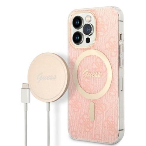 Guess Bundle Pack MagSafe 4G - Zestaw etui + ładowarka MagSafe iPhone 13 Pro (różowy/złoty) Guess Bundle Pack MagSafe 4G - Zestaw etui + ładowarka MagSafe iPhone 13 Pro (różowy/złoty)