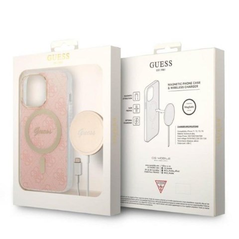 Guess Bundle Pack MagSafe 4G - Zestaw etui + ładowarka MagSafe iPhone 13 Pro (różowy/złoty) Guess Bundle Pack MagSafe 4G - Zestaw etui + ładowarka MagSafe iPhone 13 Pro (różowy/złoty)