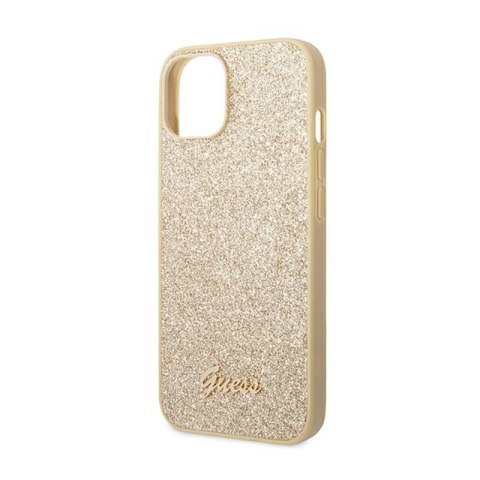 Guess Glitter Flakes Metal Logo Case - Etui iPhone 14 (złoty) Guess Glitter Flakes Metal Logo Case - Etui iPhone 14 (złoty)