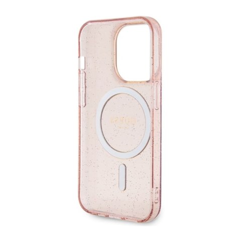 Guess Glitter Gold MagSafe - Etui iPhone 14 Pro (Różowy) Guess Glitter Gold MagSafe - Etui iPhone 14 Pro (Różowy)