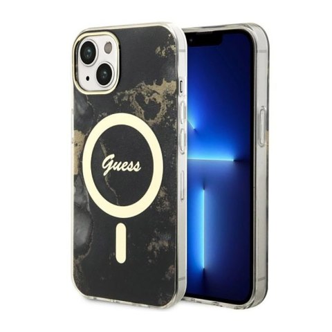 Guess Golden Marble MagSafe - Etui iPhone 14 (Czarny) Guess Golden Marble MagSafe - Etui iPhone 14 (Czarny)
