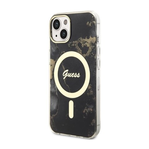Guess Golden Marble MagSafe - Etui iPhone 14 (Czarny) Guess Golden Marble MagSafe - Etui iPhone 14 (Czarny)