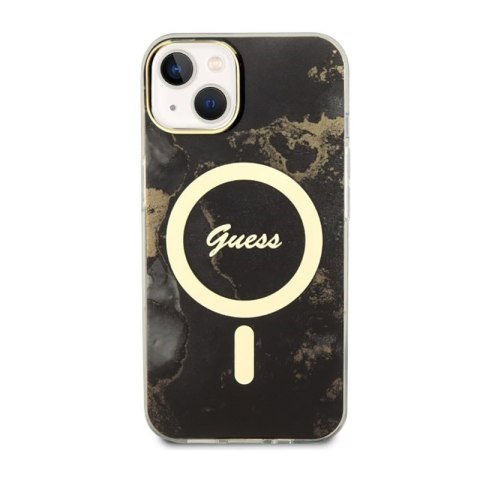 Guess Golden Marble MagSafe - Etui iPhone 14 (Czarny) Guess Golden Marble MagSafe - Etui iPhone 14 (Czarny)