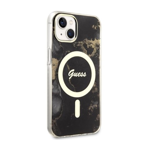 Guess Golden Marble MagSafe - Etui iPhone 14 (Czarny) Guess Golden Marble MagSafe - Etui iPhone 14 (Czarny)
