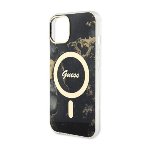 Guess Golden Marble MagSafe - Etui iPhone 14 (Czarny) Guess Golden Marble MagSafe - Etui iPhone 14 (Czarny)