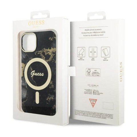 Guess Golden Marble MagSafe - Etui iPhone 14 (Czarny) Guess Golden Marble MagSafe - Etui iPhone 14 (Czarny)