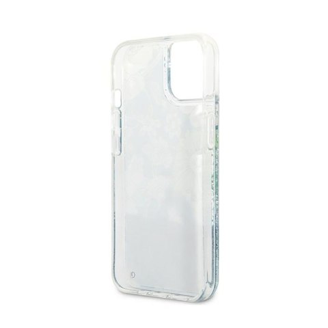 Guess Liquid Glitter Flower - Etui iPhone 13 mini (niebieski/zielony) Guess Liquid Glitter Flower - Etui iPhone 13 mini (niebieski/zielony)