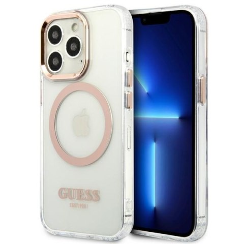 Guess Metal Outline Magsafe - Etui iPhone 13 Pro Max (przezroczysty / złoty) Guess Metal Outline Magsafe - Etui iPhone 13 Pro Max (przezroczysty / złoty)