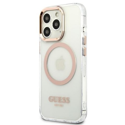 Guess Metal Outline Magsafe - Etui iPhone 13 Pro Max (przezroczysty / złoty) Guess Metal Outline Magsafe - Etui iPhone 13 Pro Max (przezroczysty / złoty)