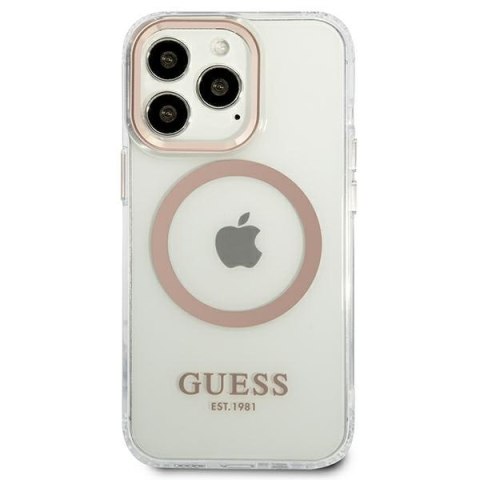 Guess Metal Outline Magsafe - Etui iPhone 13 Pro Max (przezroczysty / złoty) Guess Metal Outline Magsafe - Etui iPhone 13 Pro Max (przezroczysty / złoty)