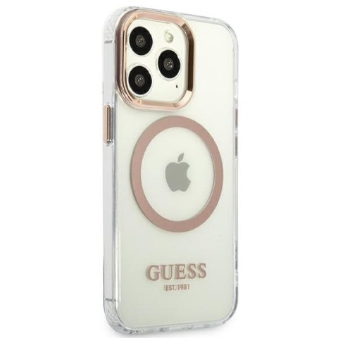 Guess Metal Outline Magsafe - Etui iPhone 13 Pro Max (przezroczysty / złoty) Guess Metal Outline Magsafe - Etui iPhone 13 Pro Max (przezroczysty / złoty)