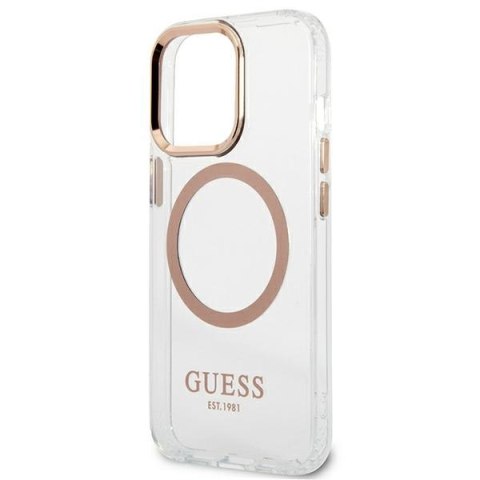 Guess Metal Outline Magsafe - Etui iPhone 13 Pro Max (przezroczysty / złoty) Guess Metal Outline Magsafe - Etui iPhone 13 Pro Max (przezroczysty / złoty)