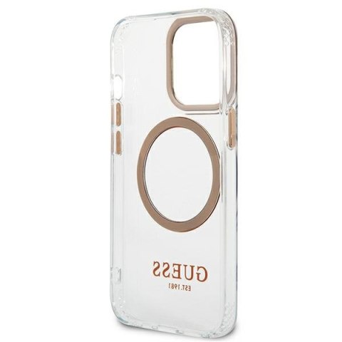 Guess Metal Outline Magsafe - Etui iPhone 13 Pro Max (przezroczysty / złoty) Guess Metal Outline Magsafe - Etui iPhone 13 Pro Max (przezroczysty / złoty)
