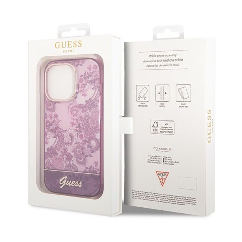 Guess Porcelain Collection - Etui iPhone 14 Pro (fuksja) Guess Porcelain Collection - Etui iPhone 14 Pro (fuksja)