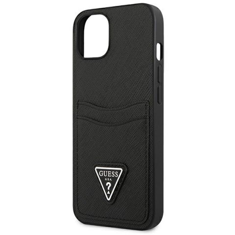 Guess Saffiano Double Card Triangle - Etui iPhone 13 mini (czarny) Guess Saffiano Double Card Triangle - Etui iPhone 13 mini (czarny)