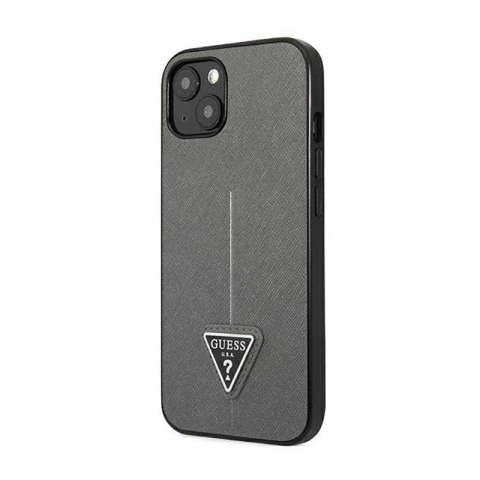 Guess Saffiano Triangle Logo Case - Etui iPhone 14 Plus (srebrny) Guess Saffiano Triangle Logo Case - Etui iPhone 14 Plus (srebrny)