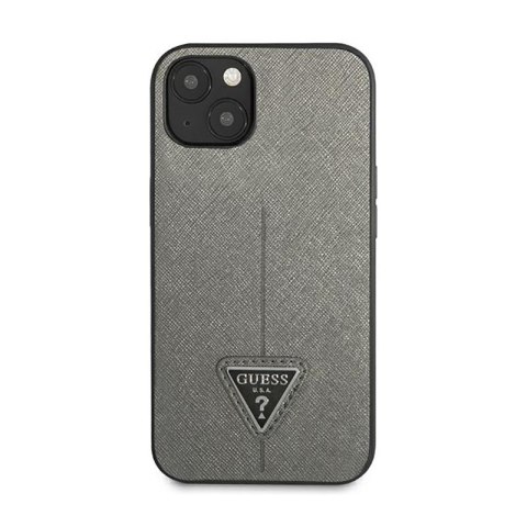 Guess Saffiano Triangle Logo Case - Etui iPhone 14 Plus (srebrny) Guess Saffiano Triangle Logo Case - Etui iPhone 14 Plus (srebrny)