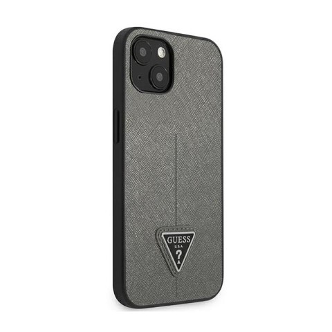 Guess Saffiano Triangle Logo Case - Etui iPhone 14 Plus (srebrny) Guess Saffiano Triangle Logo Case - Etui iPhone 14 Plus (srebrny)