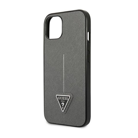 Guess Saffiano Triangle Logo Case - Etui iPhone 14 Plus (srebrny) Guess Saffiano Triangle Logo Case - Etui iPhone 14 Plus (srebrny)