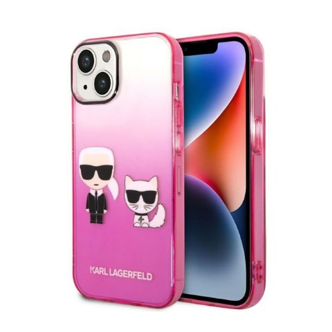Karl Lagerfeld Gradient Ikonik Karl & Choupette - Etui iPhone 14 Plus (różowy) Karl Lagerfeld Gradient Ikonik Karl & Choupette - Etui iPhone 14 Plus (różowy)