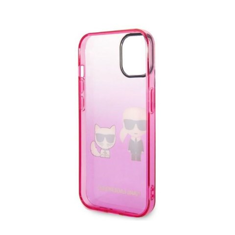 Karl Lagerfeld Gradient Ikonik Karl & Choupette - Etui iPhone 14 Plus (różowy) Karl Lagerfeld Gradient Ikonik Karl & Choupette - Etui iPhone 14 Plus (różowy)