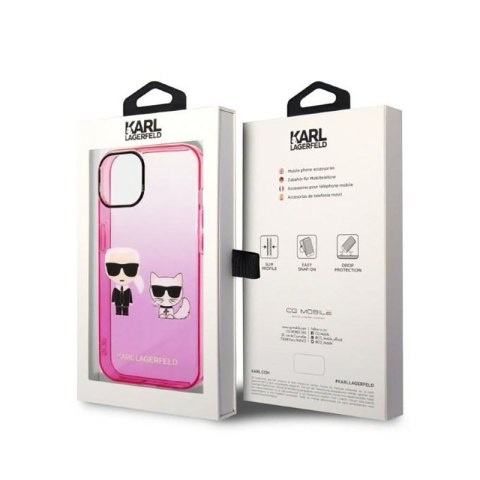 Karl Lagerfeld Gradient Ikonik Karl & Choupette - Etui iPhone 14 Plus (różowy) Karl Lagerfeld Gradient Ikonik Karl & Choupette - Etui iPhone 14 Plus (różowy)