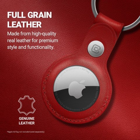Crong Leather Case with Key Ring - Skórzane etui ochronne brelok do Apple AirTag (czerwony) Crong Leather Case with Key Ring - Skórzane etui ochronne brelok do Apple AirTag (czerwony)