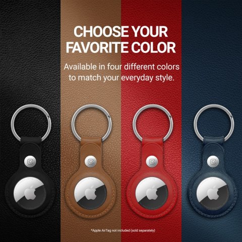 Crong Leather Case with Key Ring - Skórzane etui ochronne brelok do Apple AirTag (czerwony) Crong Leather Case with Key Ring - Skórzane etui ochronne brelok do Apple AirTag (czerwony)