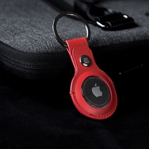Crong Leather Case with Key Ring - Skórzane etui ochronne brelok do Apple AirTag (czerwony) Crong Leather Case with Key Ring - Skórzane etui ochronne brelok do Apple AirTag (czerwony)