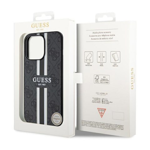 Guess 4G Printed Stripes MagSafe - Etui iPhone 13 Pro (Czarny) Guess 4G Printed Stripes MagSafe - Etui iPhone 13 Pro (Czarny)