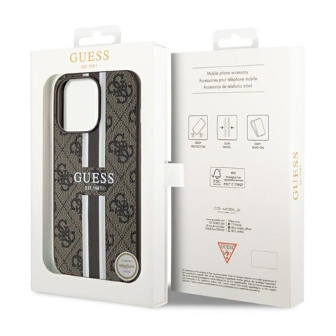 Guess 4G Printed Stripes MagSafe - Etui iPhone 13 Pro Max (Brązowy) Guess 4G Printed Stripes MagSafe - Etui iPhone 13 Pro Max (Brązowy)
