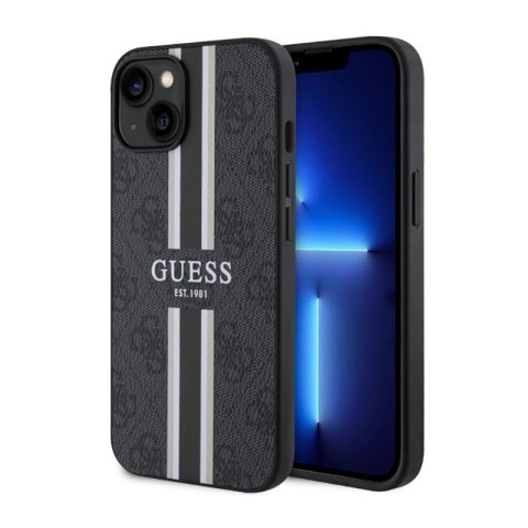 Guess 4G Printed Stripes MagSafe - Etui iPhone 14 Plus (Czarny) Guess 4G Printed Stripes MagSafe - Etui iPhone 14 Plus (Czarny)