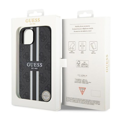 Guess 4G Printed Stripes MagSafe - Etui iPhone 14 Plus (Czarny) Guess 4G Printed Stripes MagSafe - Etui iPhone 14 Plus (Czarny)
