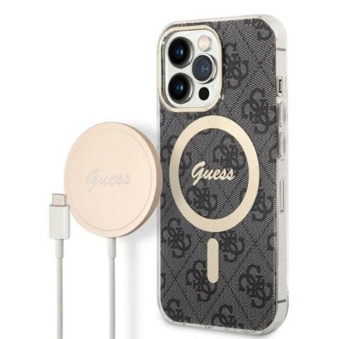 Guess Bundle Pack MagSafe 4G - Zestaw etui + ładowarka MagSafe iPhone 13 Pro Max (czarny/złoty) Guess Bundle Pack MagSafe 4G - Zestaw etui + ładowarka MagSafe iPhone 13 Pro Max (czarny/złoty)