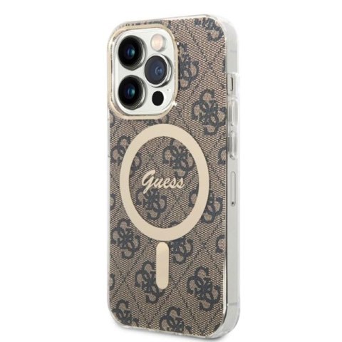 Guess Bundle Pack MagSafe 4G - Zestaw etui + ładowarka MagSafe iPhone 14 Pro (brązowy/złoty) Guess Bundle Pack MagSafe 4G - Zestaw etui + ładowarka MagSafe iPhone 14 Pro (brązowy/złoty)